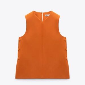 Zara orange top with side buttons